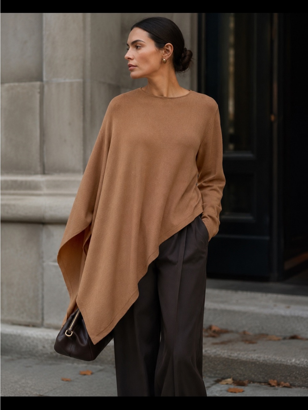 COS 100% wool Camel Asymmetric Cowl Sweater